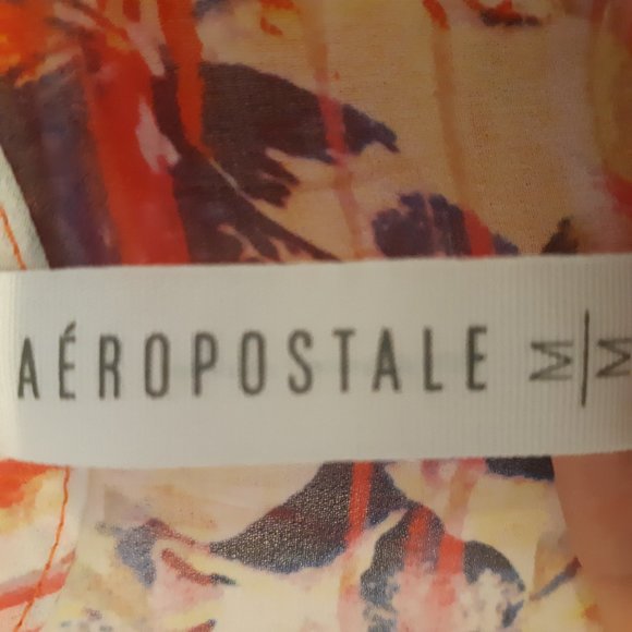 Aeropostale Sheer Summer Tropical Swing Raceback Sleeveless Blouse - Picture 2 of 5